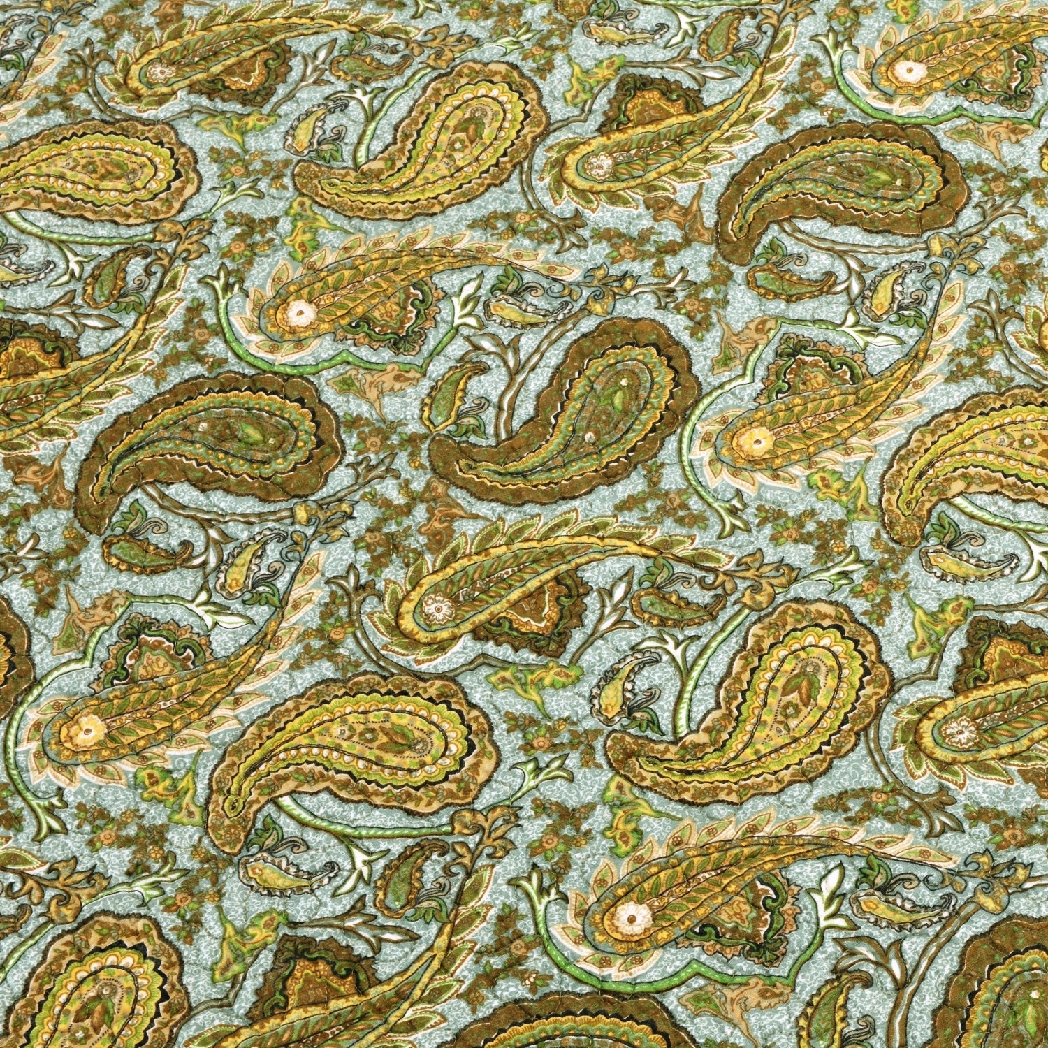 Reversible Morrocan Paisley Cotton Quilt Set - Green