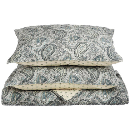 Reversible Morrocan Paisley Cotton Quilt Set - Grey