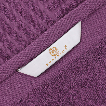 Basketweave Egyptian Cotton Jacquard 3 Piece Assorted Towel Set - MajesticPurple