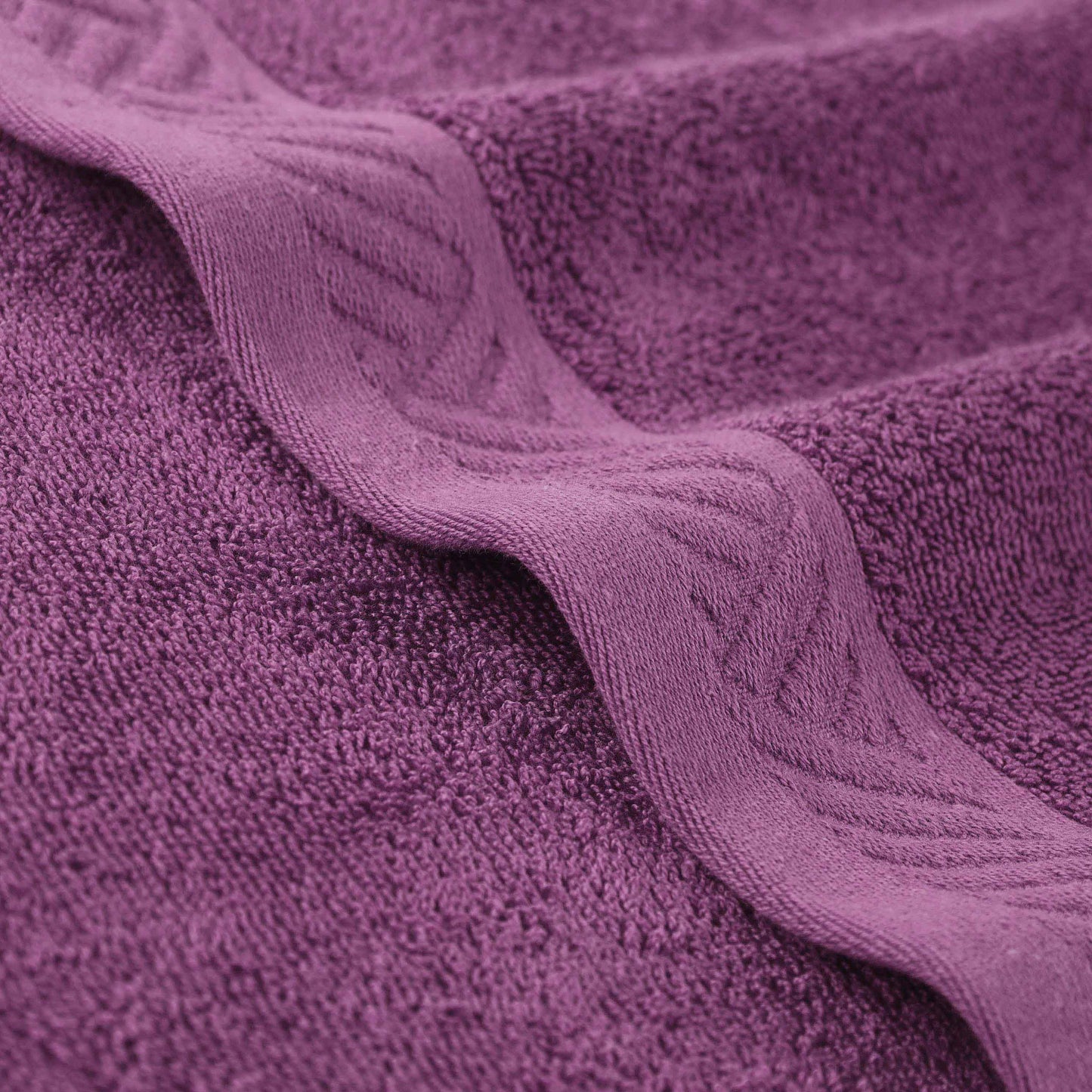 Basketweave Egyptian Cotton Jacquard and Solid Bath Towel Set of 4 - MajesticPurple