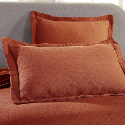 Basket Weave Matelasse Cotton Bedspread Set - Mandarin