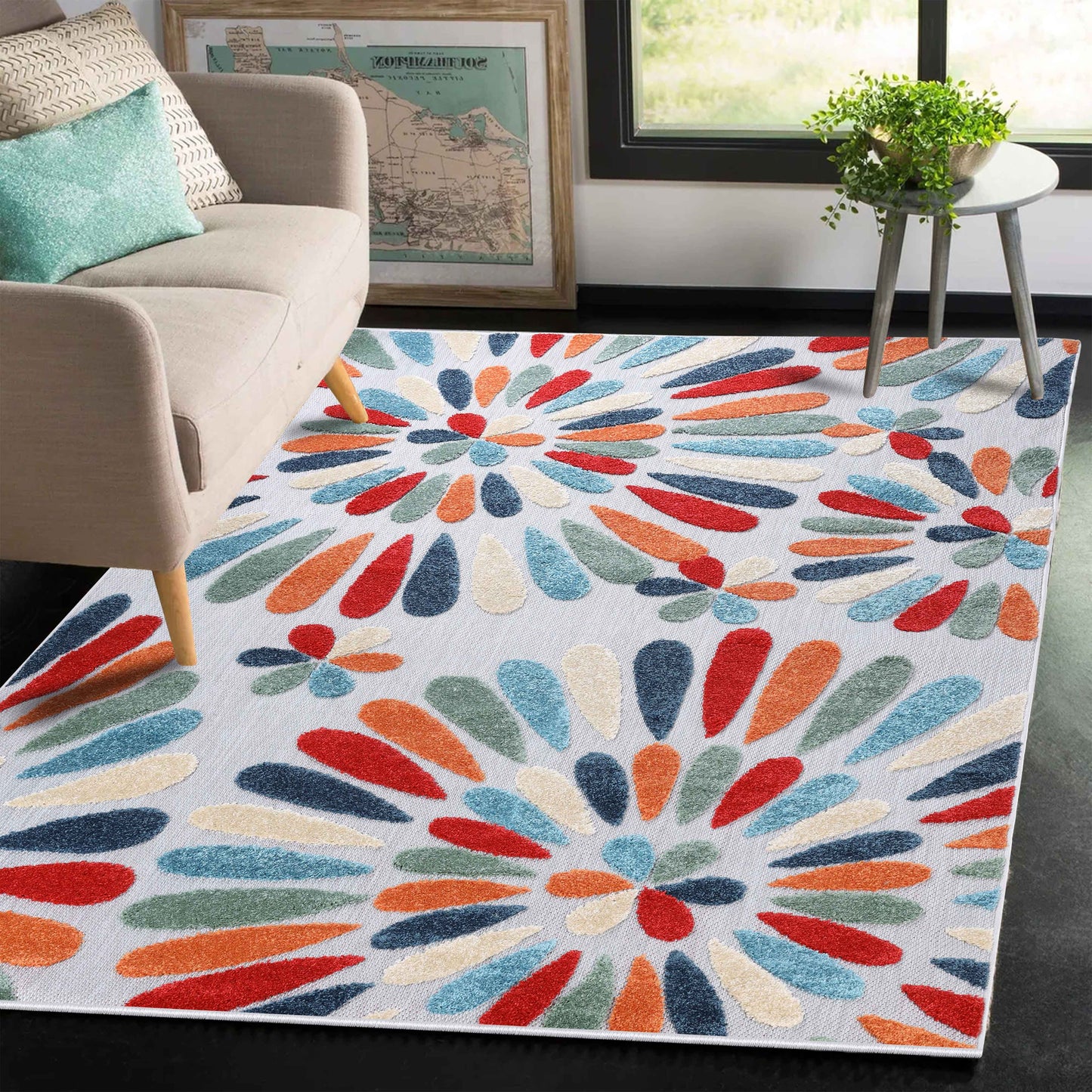 Marigold Oversized Floral Indoor Outdoor Area Rug