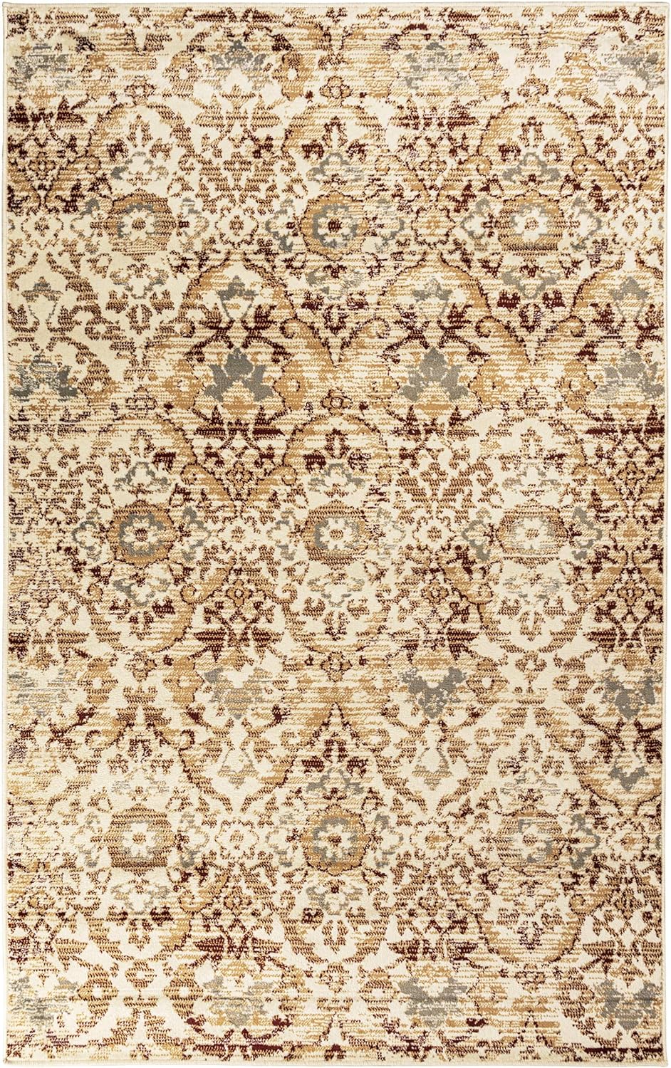 Tamara Modern Farmhouse Floral Damask Indoor Area Rug - Maroon