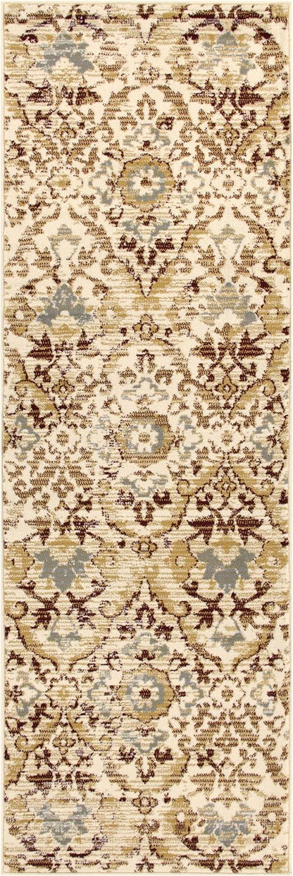 Tamara Modern Farmhouse Floral Damask Indoor Area Rug - Maroon