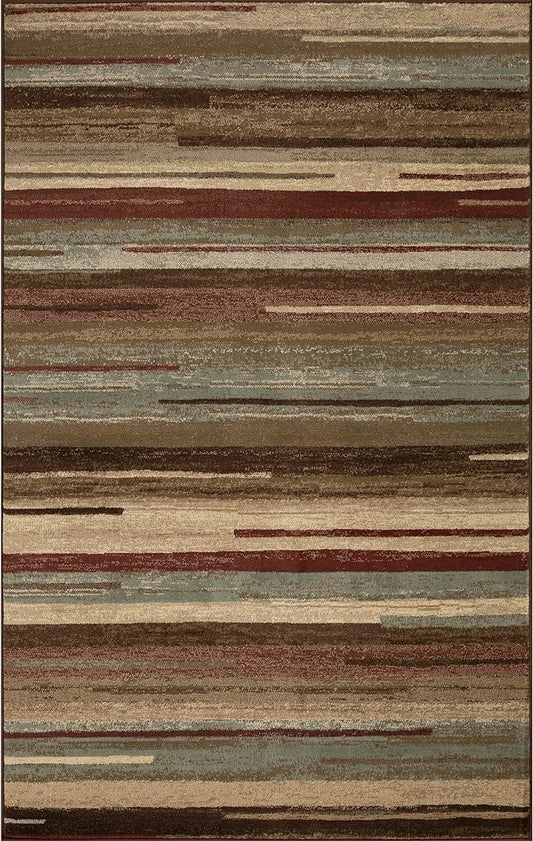 Stripes Abstract Lines Indoor Area Rug or Runner Rug - Maroon