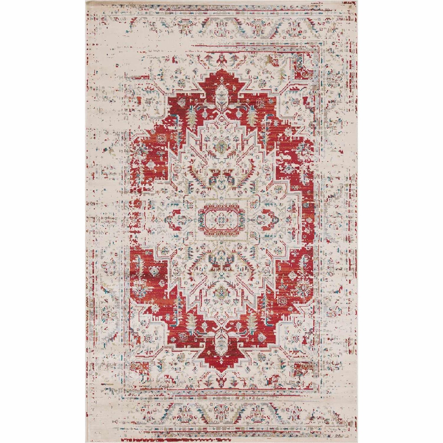 Superior Marquis Modern Farmhouse Medallion Indoor Area Rug or Runner Rug - Red