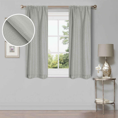Linen Pattern Room Darkening Blackout Curtain Panel Set