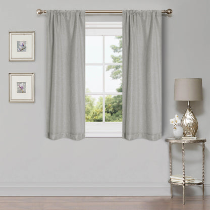 Linen Pattern Room Darkening Blackout Curtain Panel Set