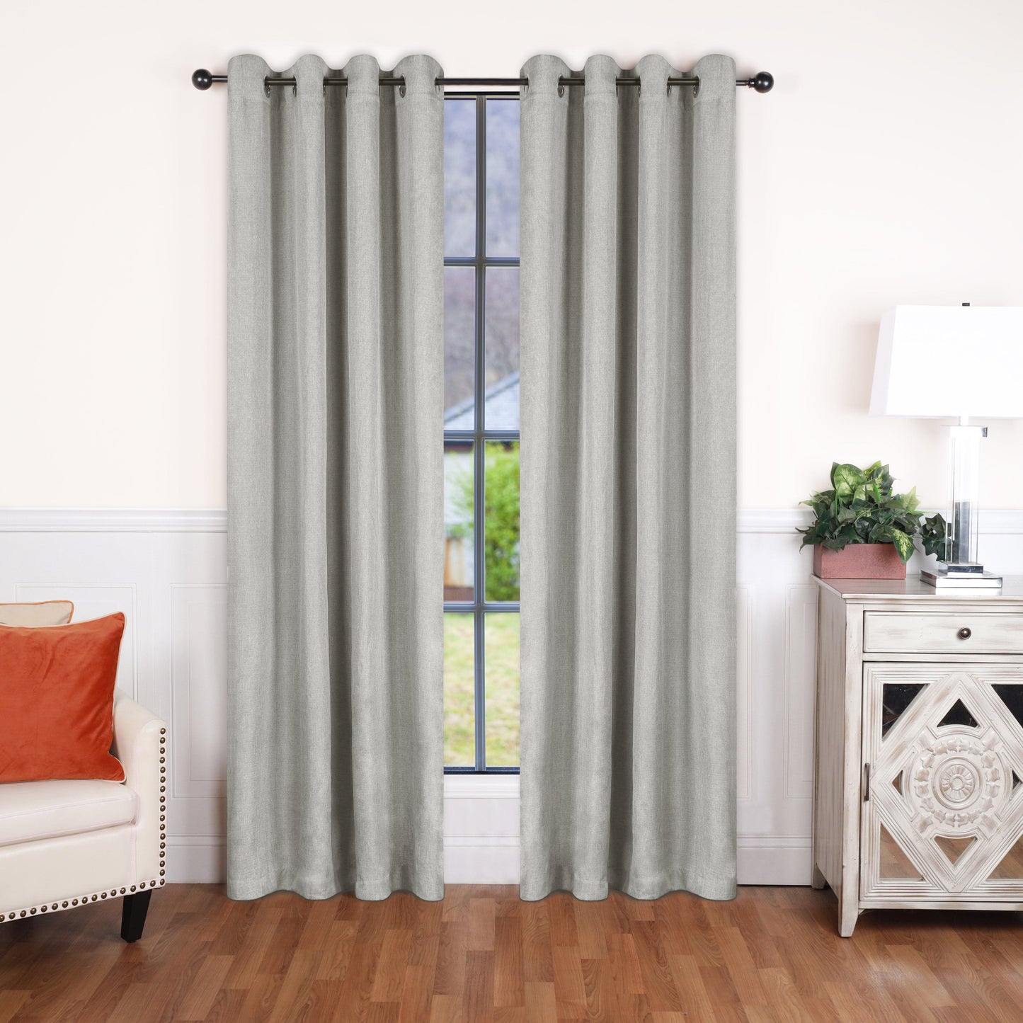 Linen Pattern Room Darkening Blackout Curtain Panel Set