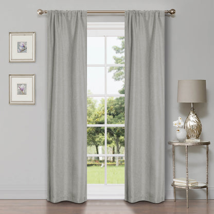 Linen Pattern Washable Room Darkening Blackout Curtains Set 26"