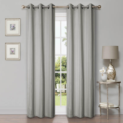 Linen Pattern Washable Room Darkening Blackout Curtain Set 42"