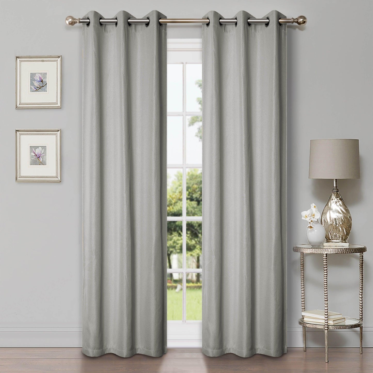 Linen Pattern Room Darkening Blackout Curtain Panel Set