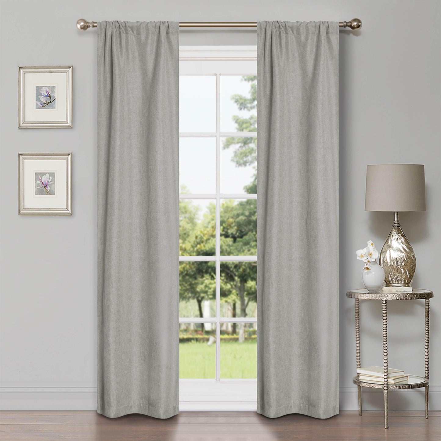 Linen Pattern Room Darkening Blackout Curtain Panel Set