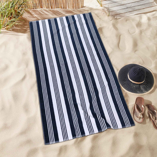 Superior Maui Striped Oversized Absorbent Cotton 2 Piece Beach Towel