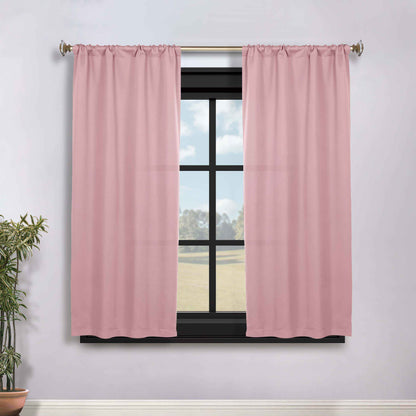 Solid Room Darkening Blackout Curtain Panels, Rod Pocket, Set of 2 - MauveChalk