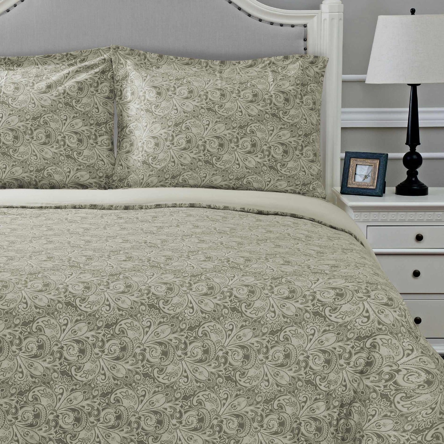 Superior Maywood Floral Cotton Duvet Cover Set - Grey