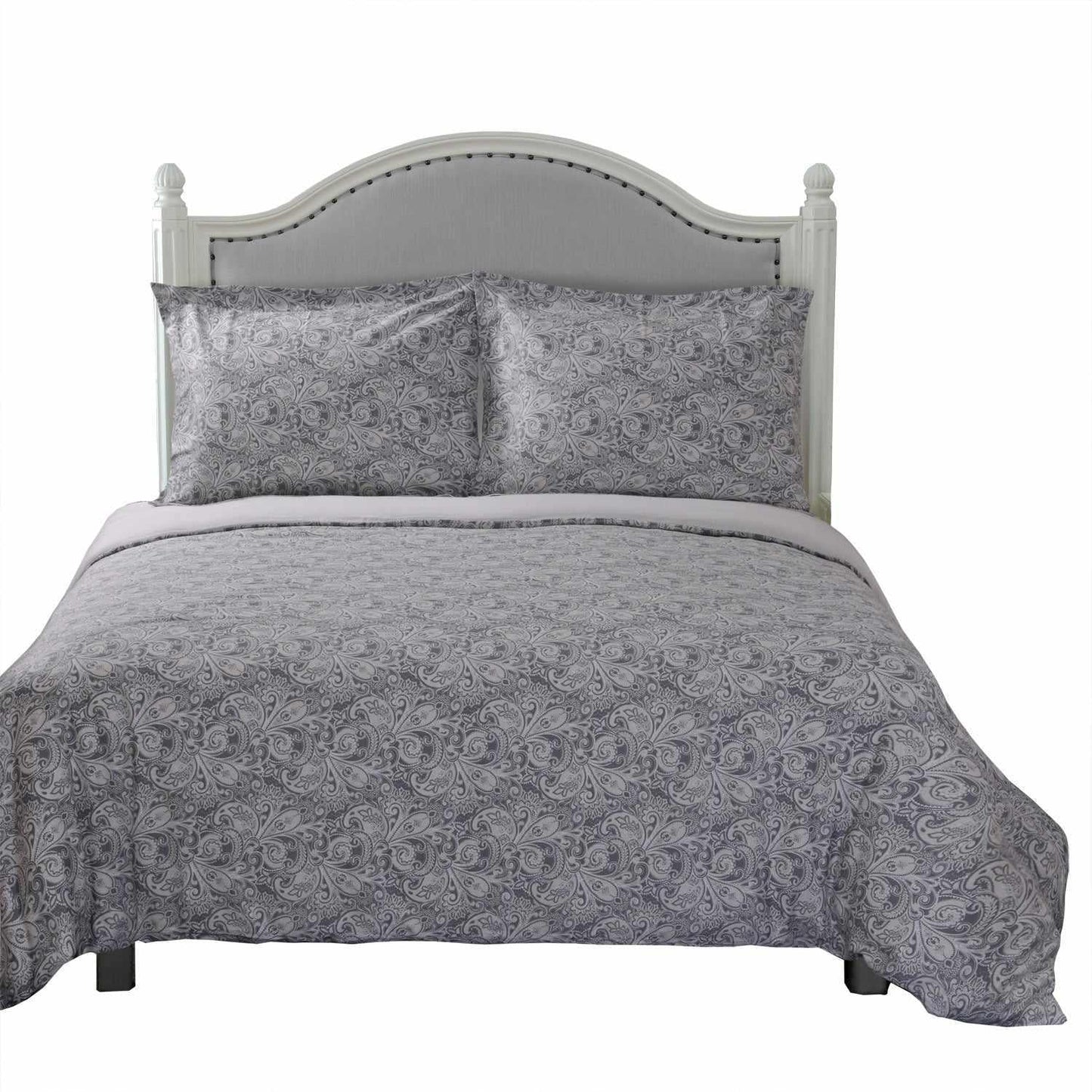 Superior Maywood Floral Cotton Duvet Cover Set - Grey