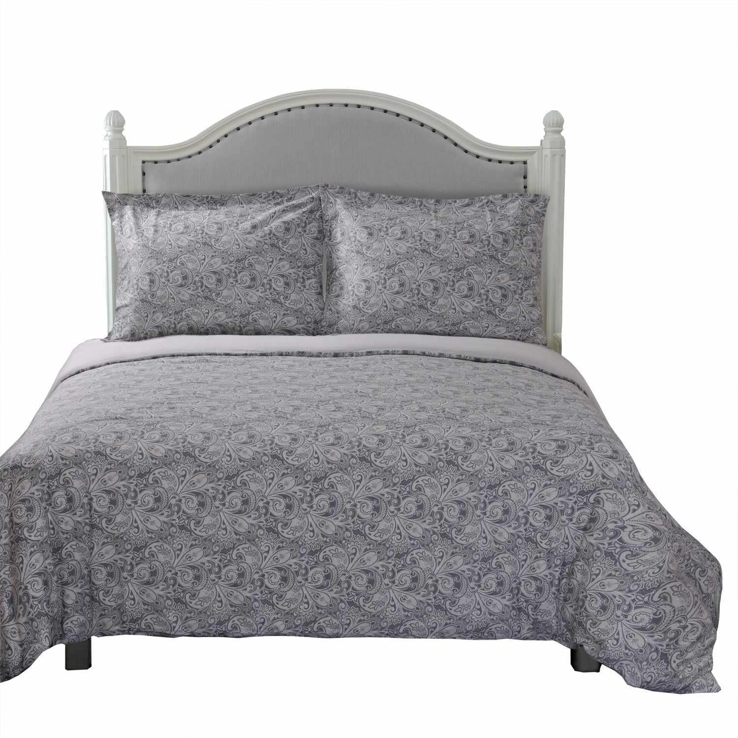 Superior Maywood Floral Cotton Duvet Cover Set - Grey