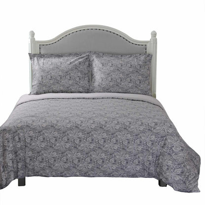 Superior Maywood Floral Cotton Duvet Cover Set - Grey