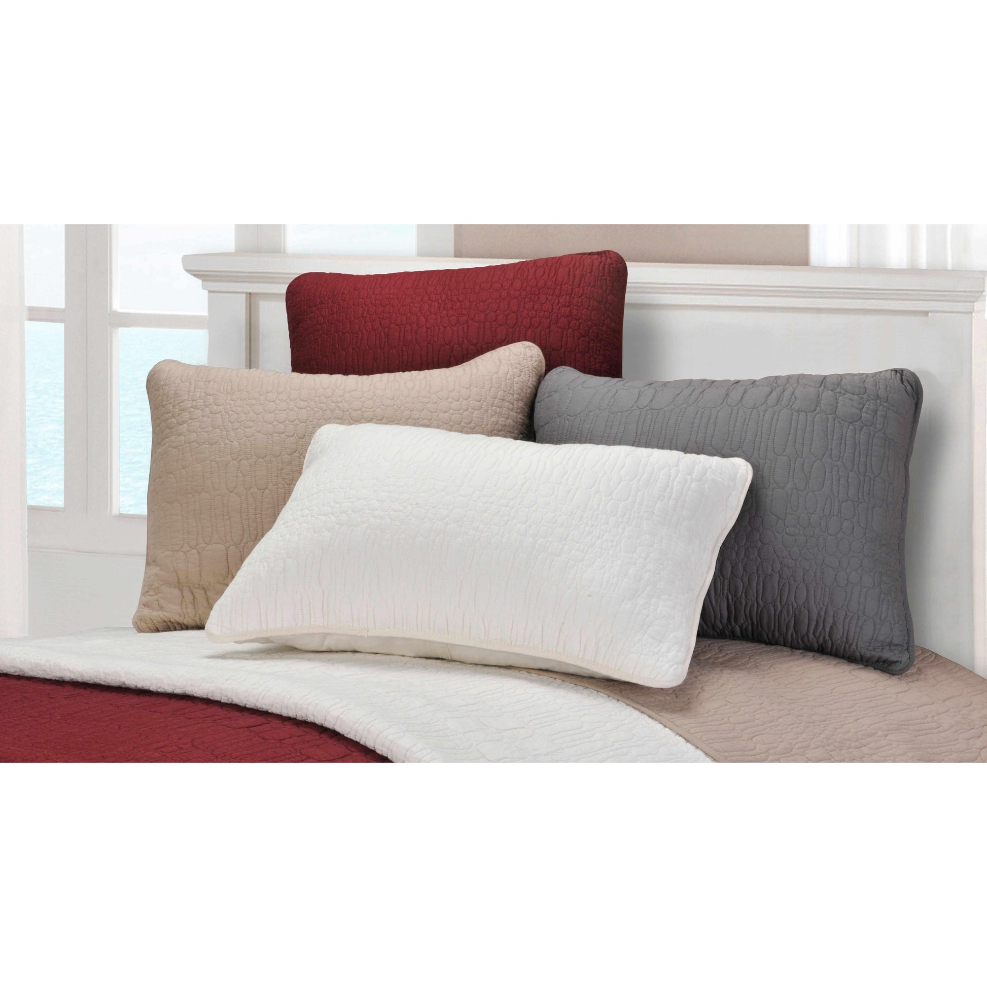  McKinley Fine Stitched Cobblestone Cotton Quilt Set - Ivory