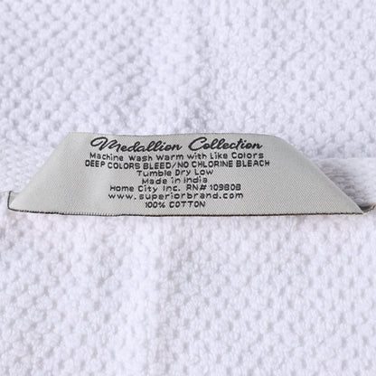 Medallion Cotton Jacquard Textured Soft Absorbent Hand Towel Set of 6 - Silver