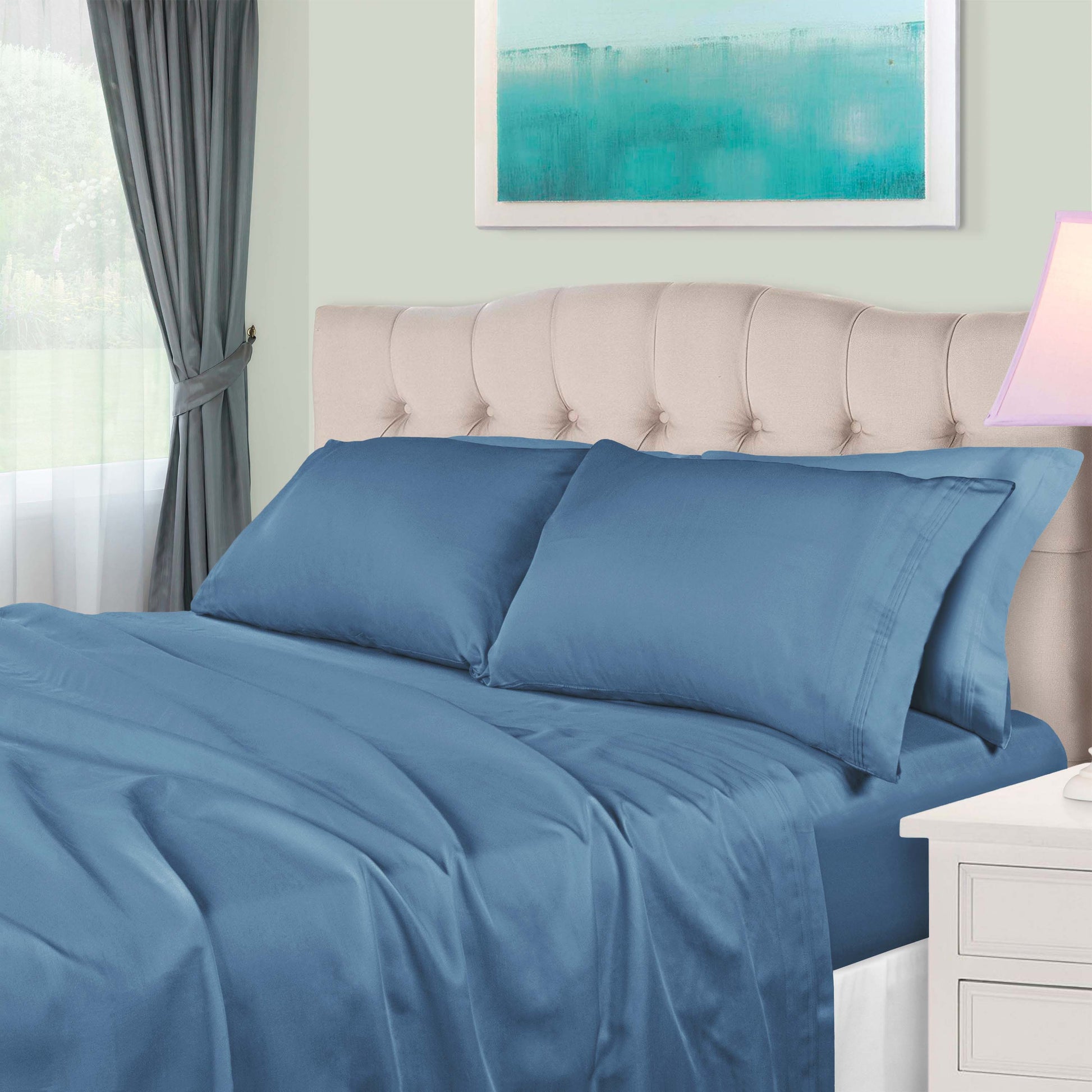  Egyptian Cotton 650 Thread Count Eco-Friendly Solid Sheet Set - MediumBlue