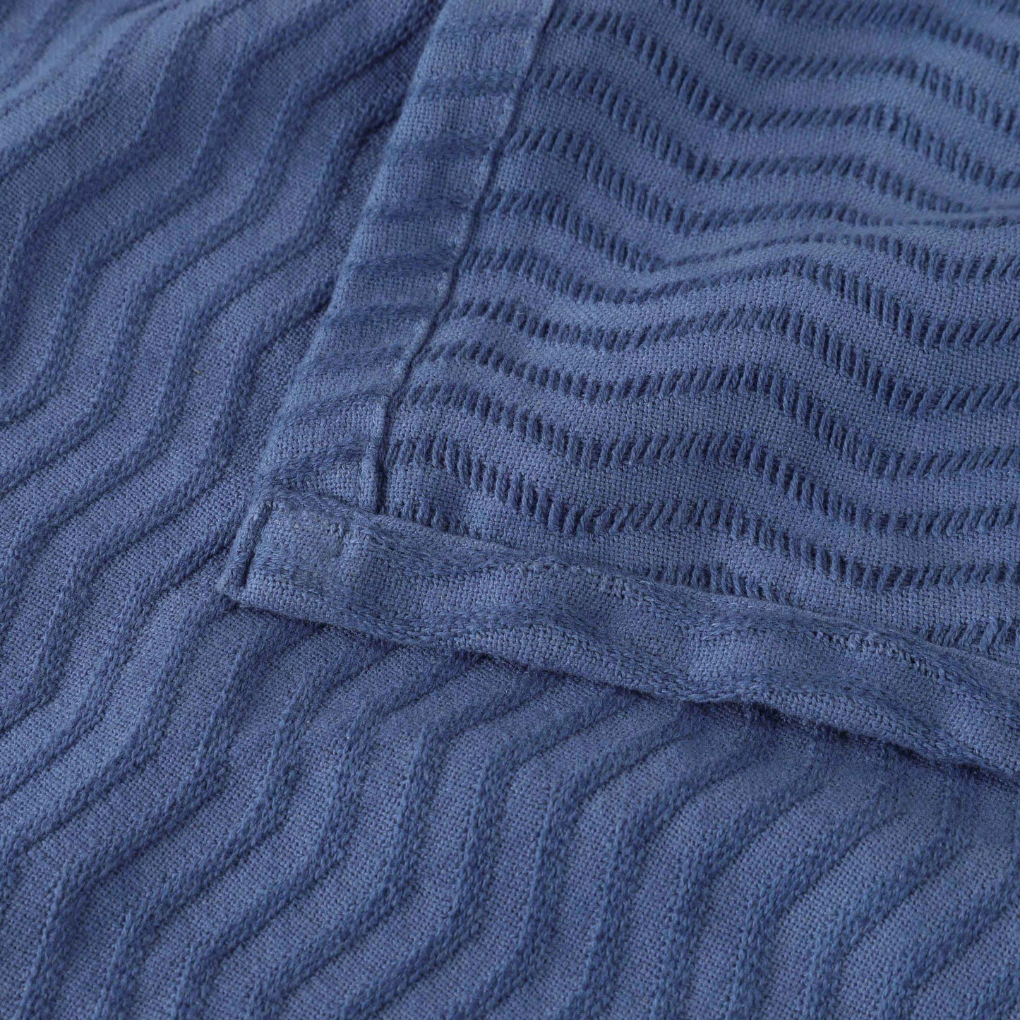 Jena Cotton Textured Chevron Lightweight Woven Blanket - MediumBlue