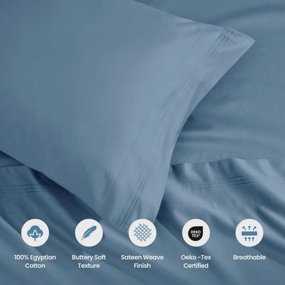 1500 Thread Count Egyptian Cotton 2 Piece Solid Pillowcase Set - MediumBlue