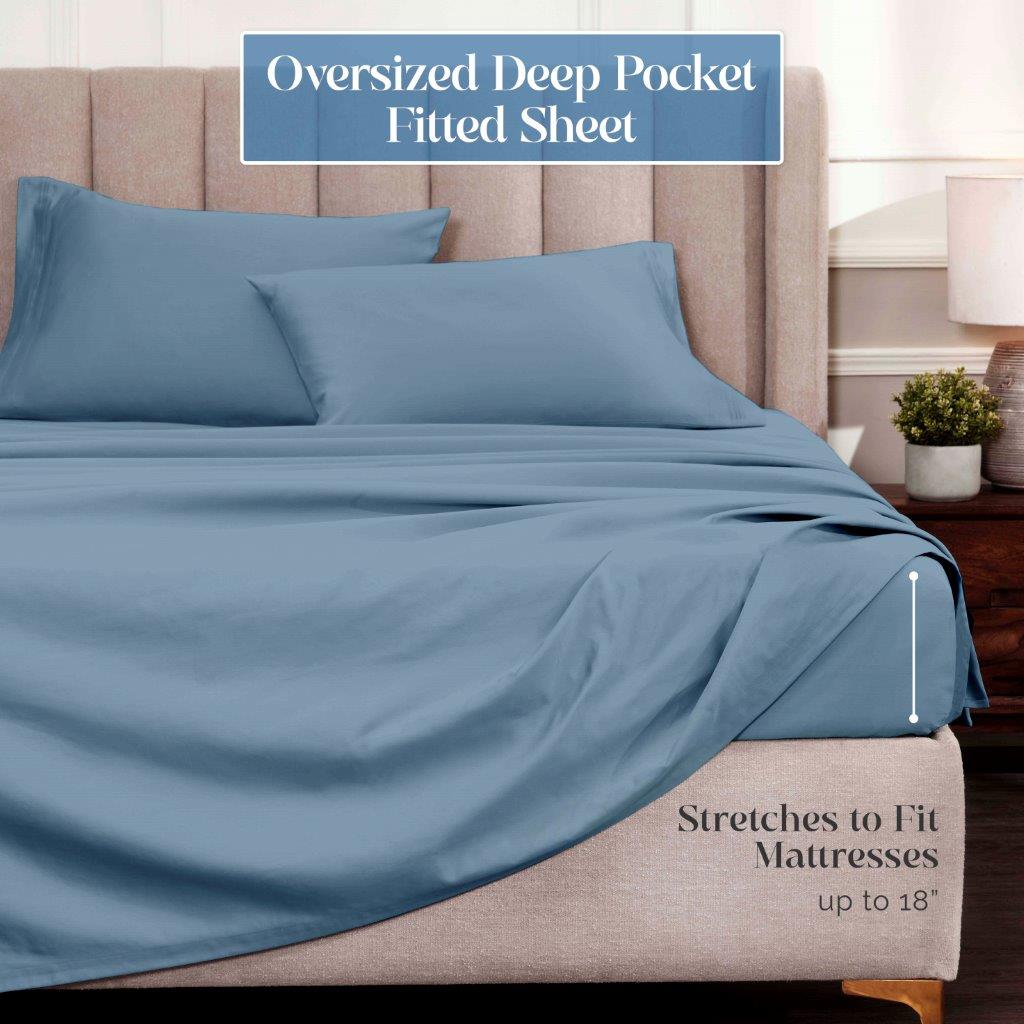 Egyptian Cotton 1500 Thread Count Eco Friendly Solid Sheet Set - MediumBlue