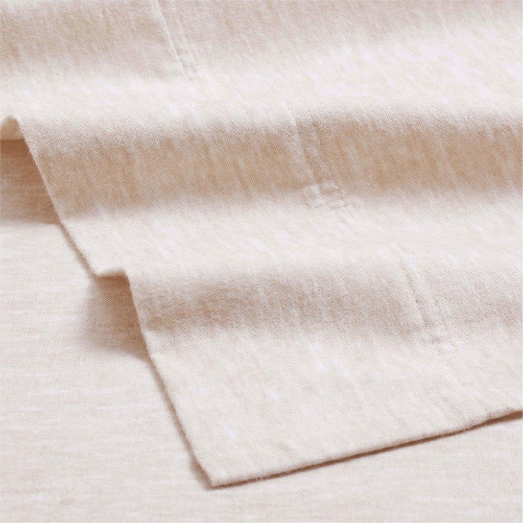 Melange Flannel Cotton Two-Toned Textured Deep Pocket Sheet Set - Beige