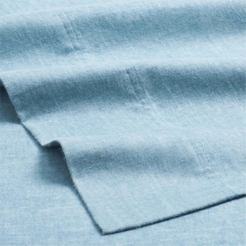 Melange Flannel Cotton Two-Toned Textured Deep Pocket Sheet Set - Blue