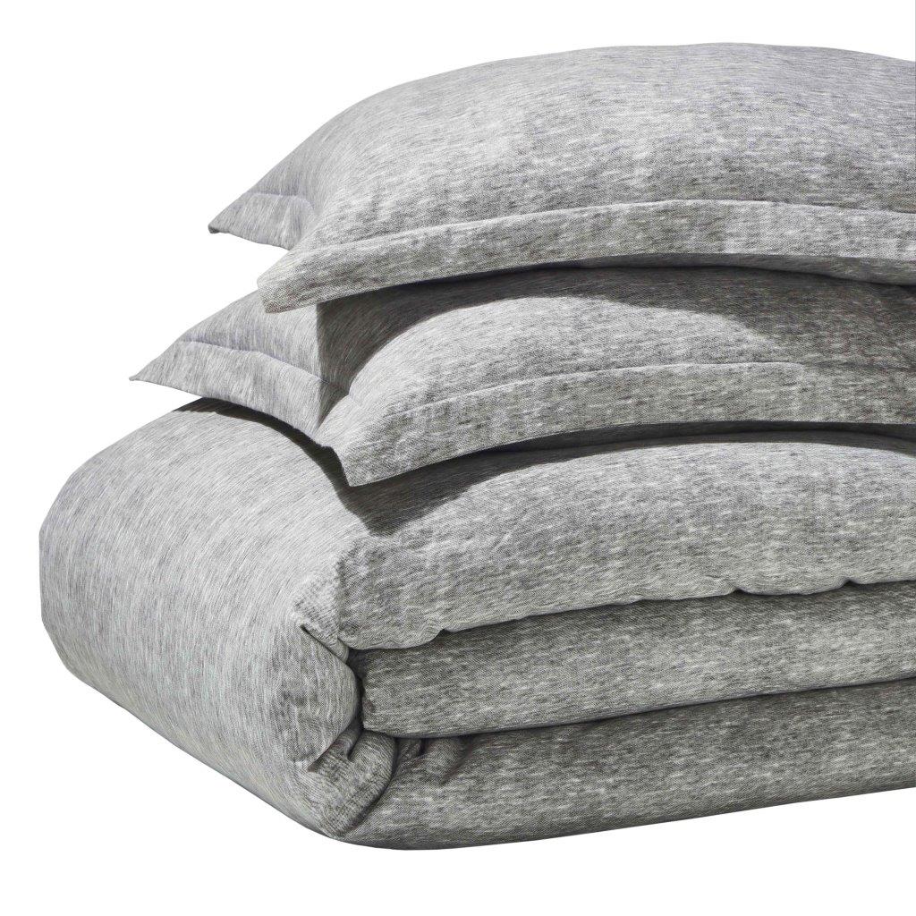 Melange Flannel Cotton Two-Toned Textured Duvet Cover Set - Charcoal