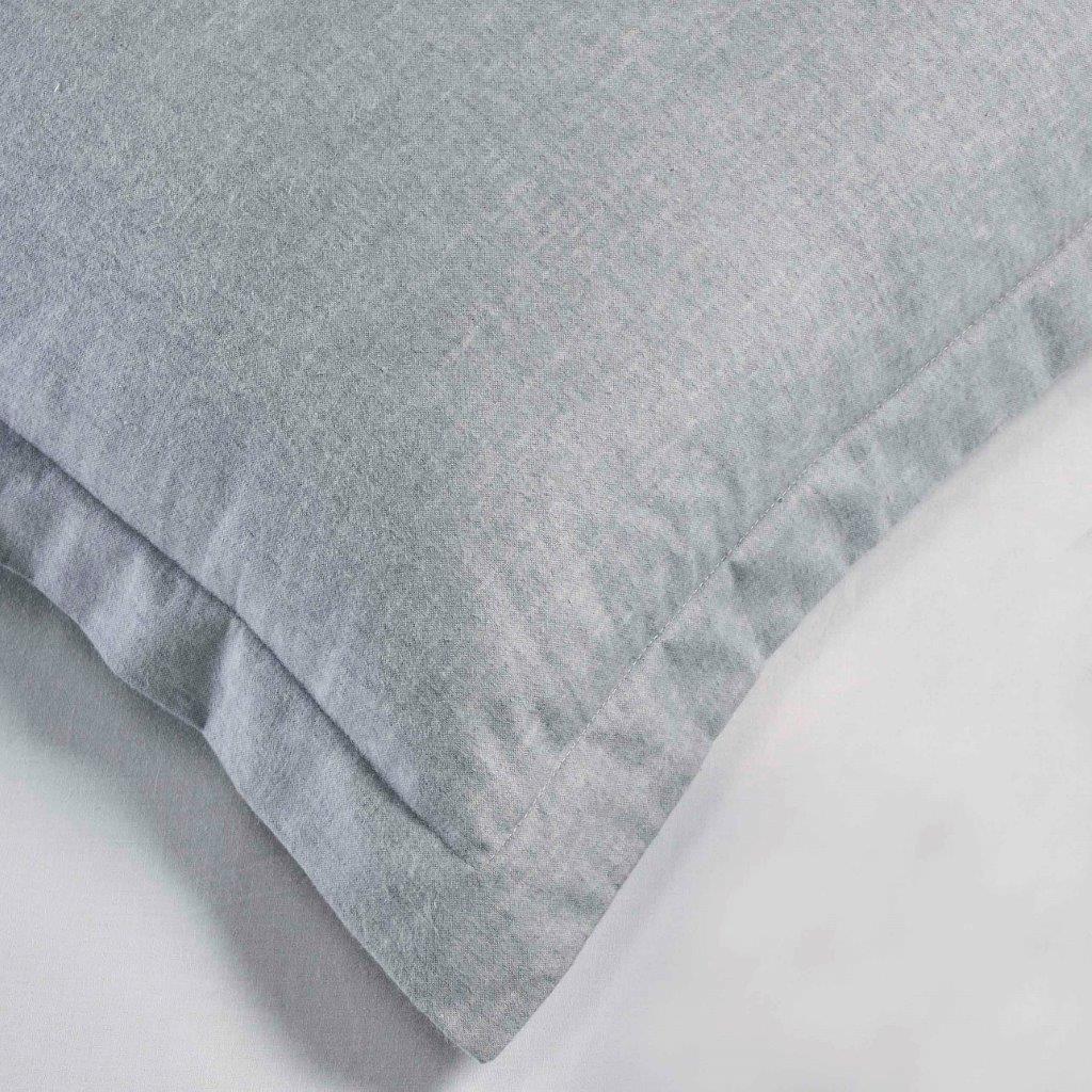 Melange Flannel Cotton Two-Toned Textured Duvet Cover Set - Grey