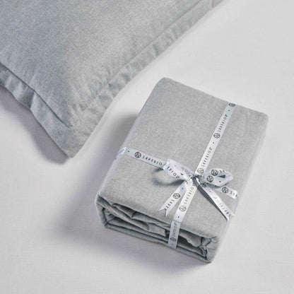 Melange Flannel Cotton Two-Toned Textured Duvet Cover Set - Grey