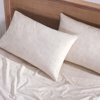 Melange Flannel Cotton Two-Toned Textured Pillowcases Set of 2 - Beige