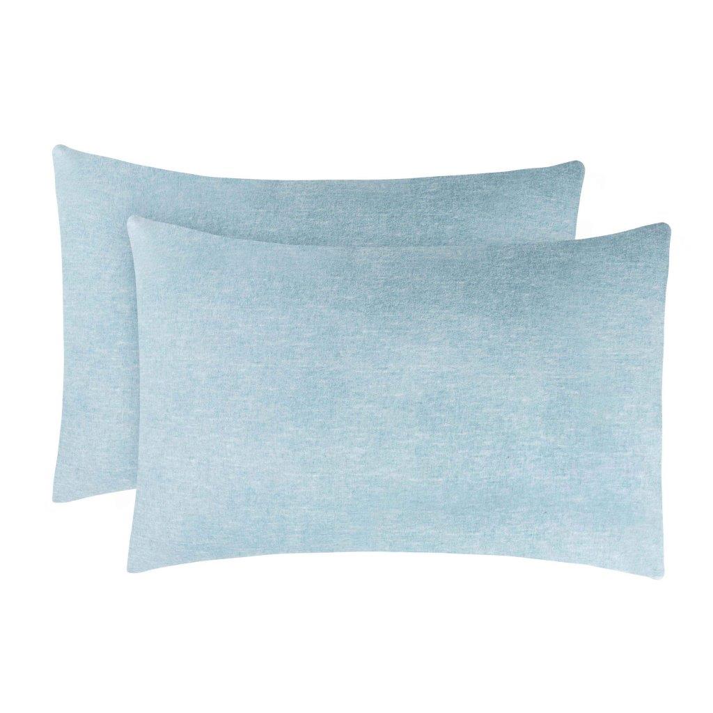 Melange Flannel Cotton Two-Toned Textured Pillowcases Set of 2 - Blue