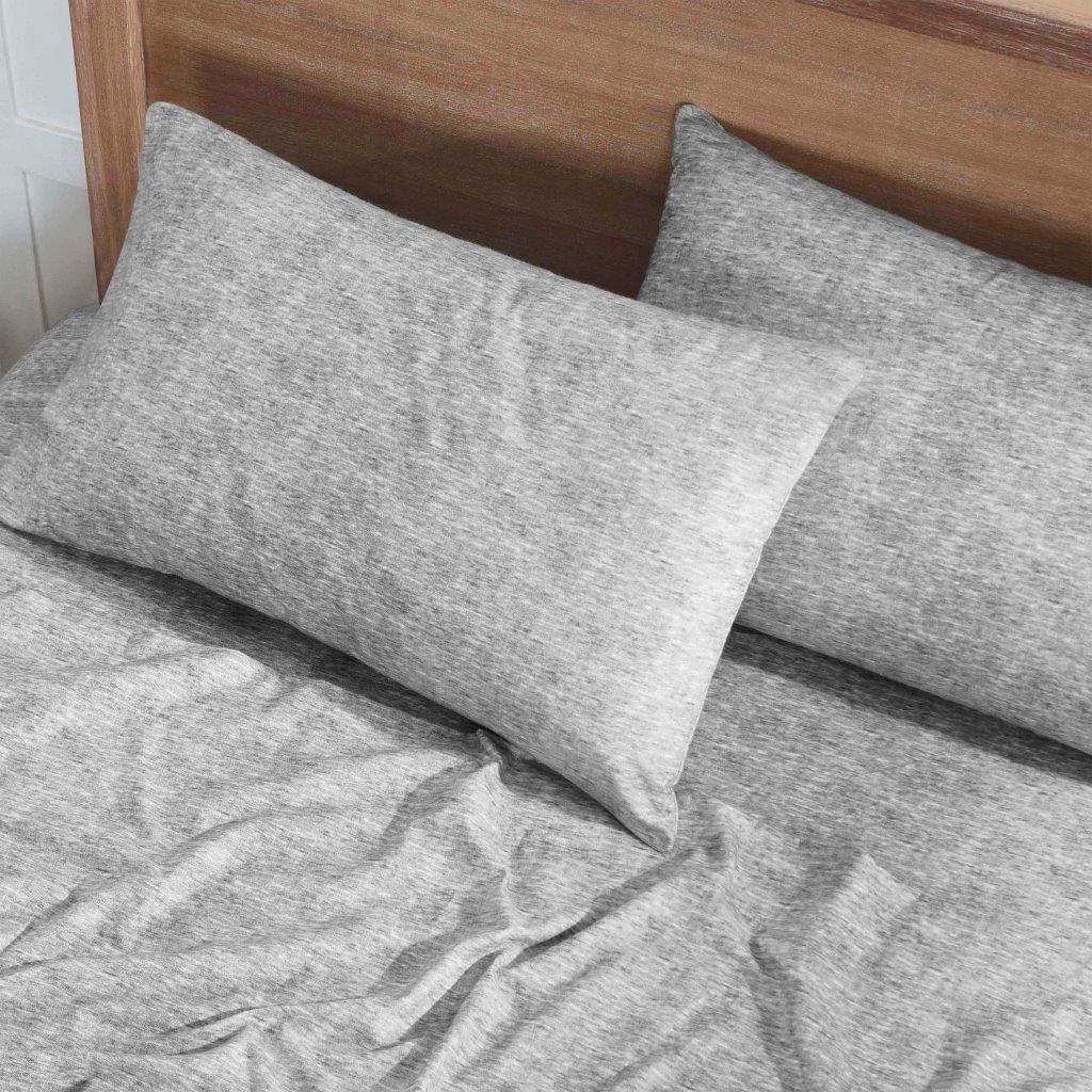 Melange Flannel Cotton Two-Toned Textured Pillowcases Set of 2 - Charcoal