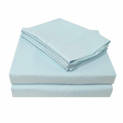 Superior Microfiber Embossed Crocodile Wrinkle-Free Deep Pocket Sheet Set - Blue