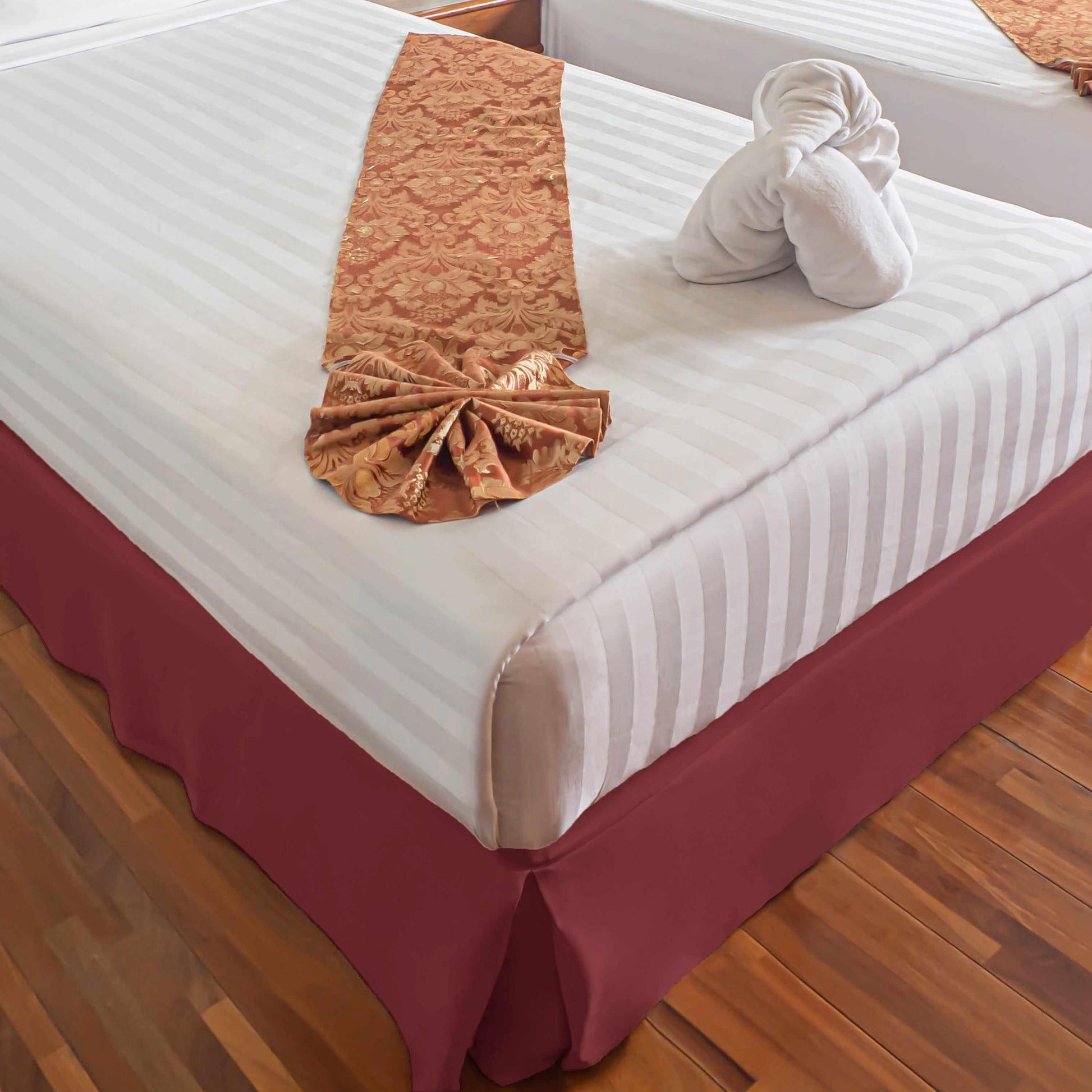Microfiber Wrinkle-Free Solid 15-Inch Drop Bed Skirt - Burgundy