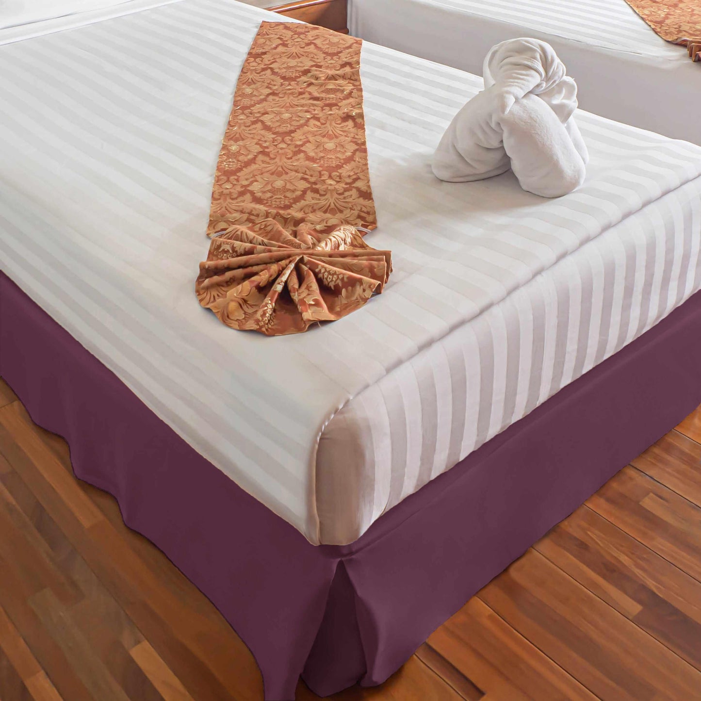 Microfiber Wrinkle-Free Solid 15-Inch Drop Bed Skirt - Plum
