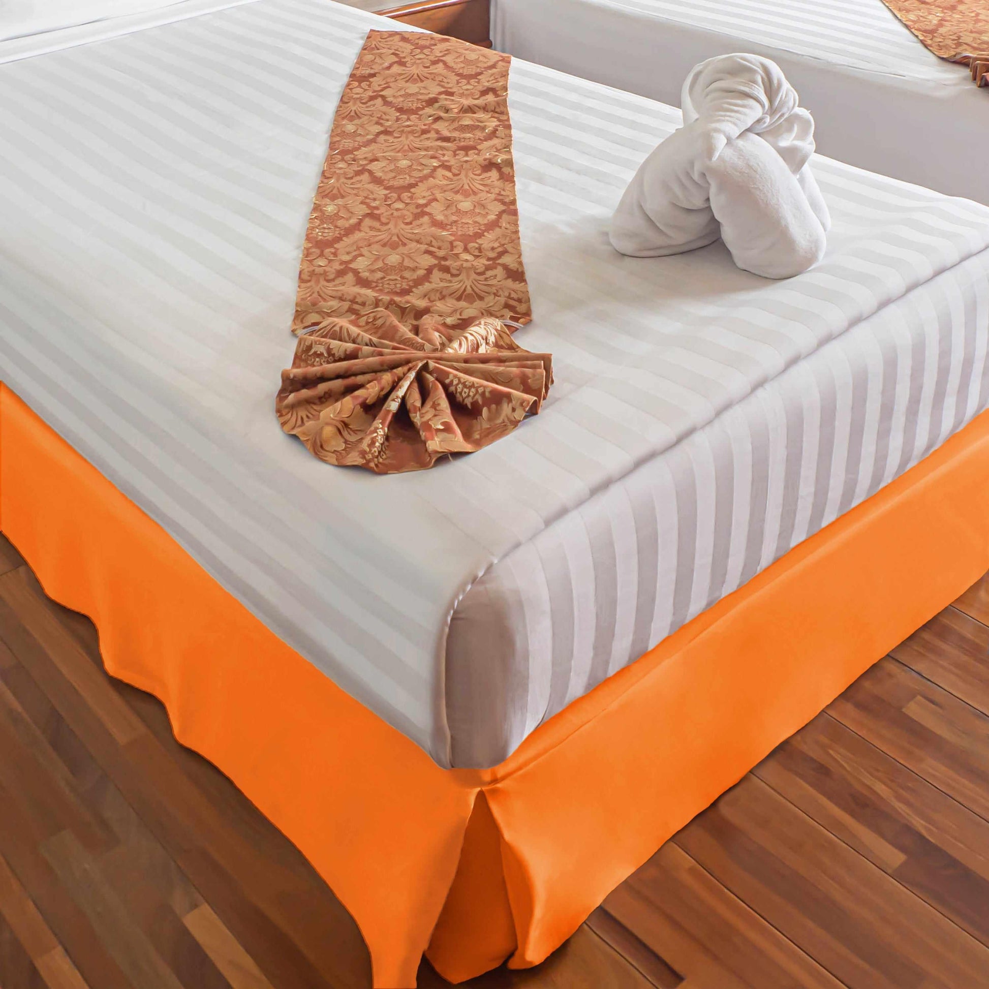 Microfiber Wrinkle-Free Solid 15-Inch Drop Bed Skirt - Orange