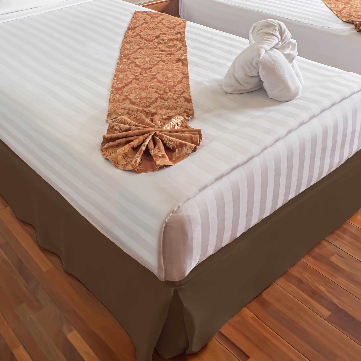 Microfiber Wrinkle-Free Solid 15-Inch Drop Bed Skirt - Mocha