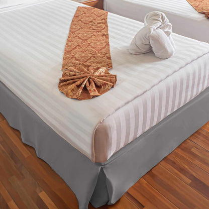 Microfiber Wrinkle-Free Solid 15-Inch Drop Bed Skirt - Silver