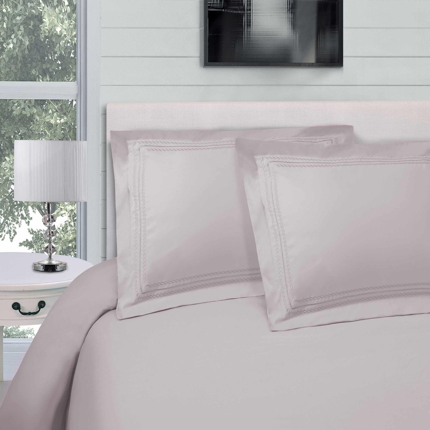 Superior Microfiber Wrinkle-Free and Breathable Solid Infinity Embroidery Duvet Cover Set - White