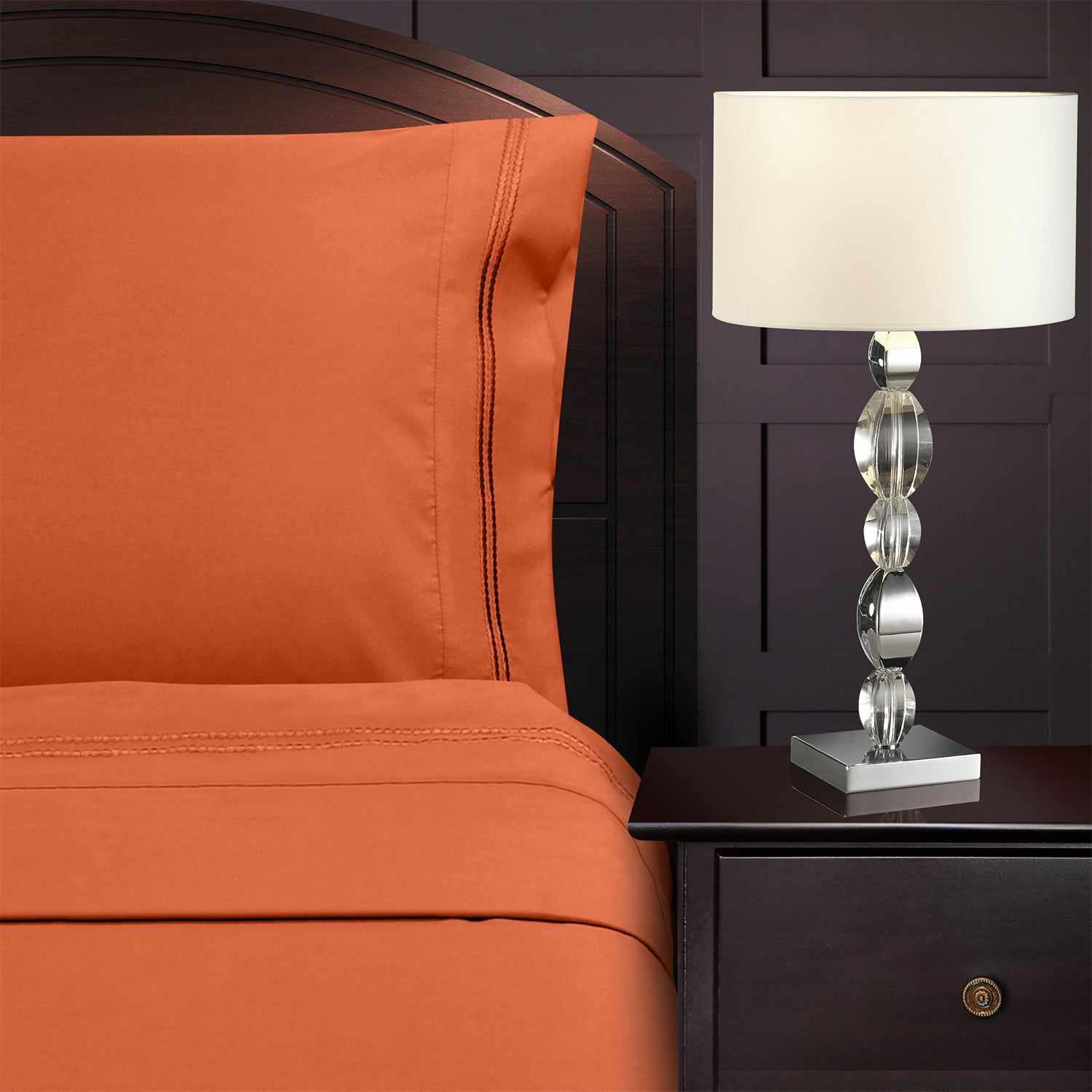  Superior Microfiber Wrinkle Resistant and Breathable Solid 2-Line Embroidery Deep Pocket Bed Sheet Set - Blossom