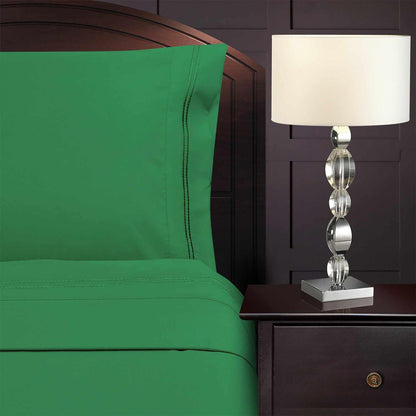  Superior Microfiber Wrinkle Resistant and Breathable Solid 2-Line Embroidery Deep Pocket Bed Sheet Set - Sage
