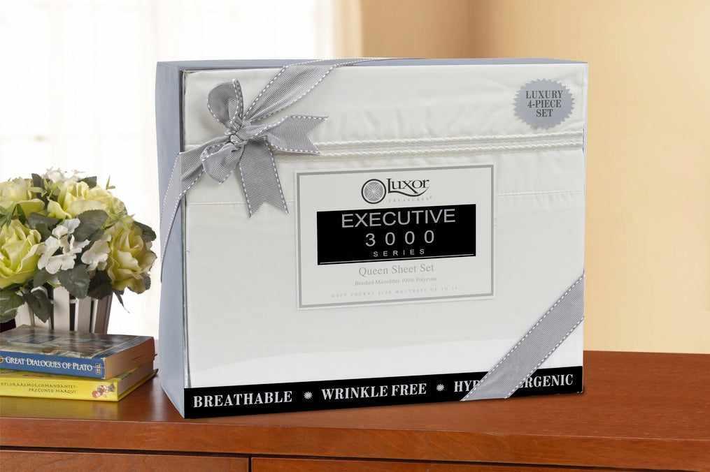  Superior Microfiber Wrinkle Resistant and Breathable Solid 2-Line Embroidery Deep Pocket Bed Sheet Set - Ivory