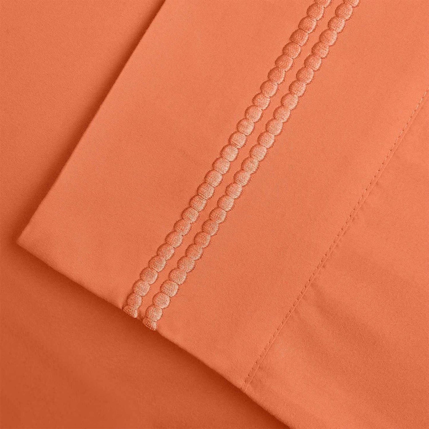  Superior Microfiber Wrinkle Resistant and Breathable Solid 2-Line Embroidery Deep Pocket Bed Sheet Set - Blossom