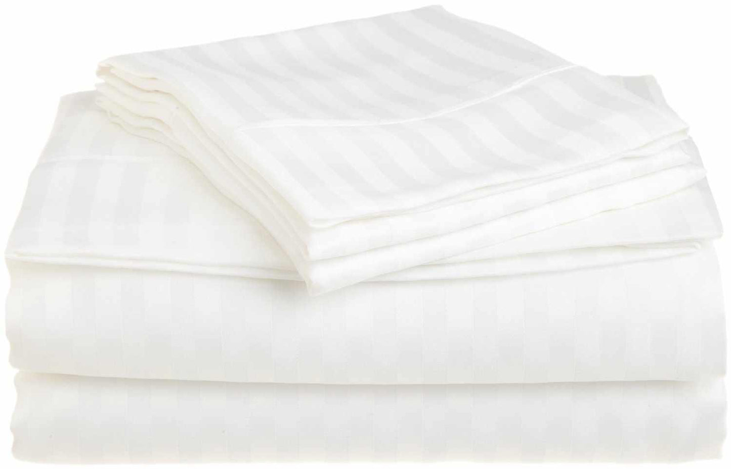  Superior Microfiber Wrinkle Resistant and Breathable Stripe Deep Pocket Bed Sheet Set - White