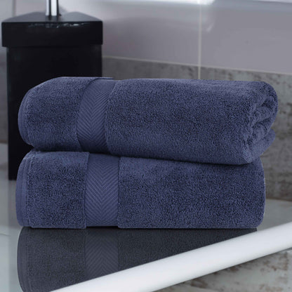 Zero-Twist Smart-Dry Combed Cotton 2 Piece Bath Sheet Set - MidnightBlue